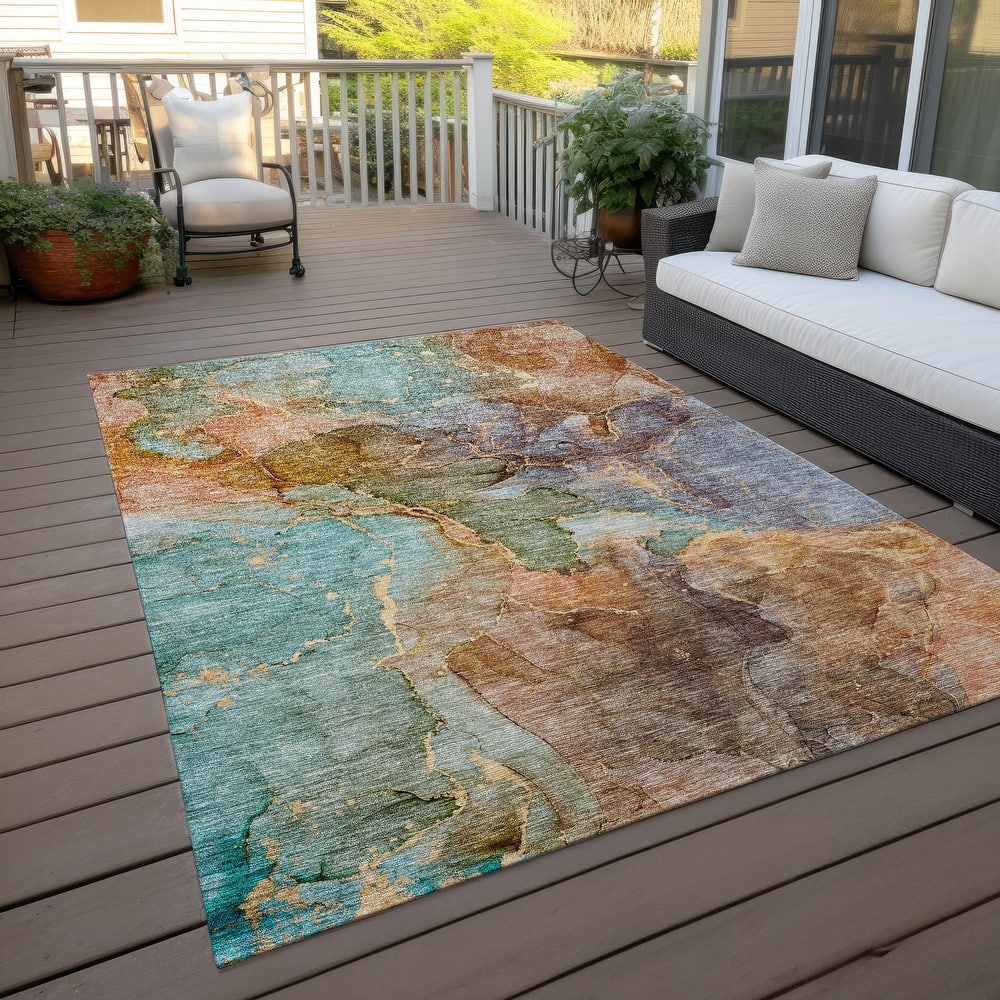 Machine Washable Indoor/ Outdoor Chantille Abstract Modern Rug