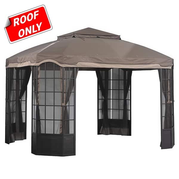 Shop Sunjoy Replacement Canopy Set Deluxe For L Gz120pst 2d Bay Window Gazebo Overstock 20749035