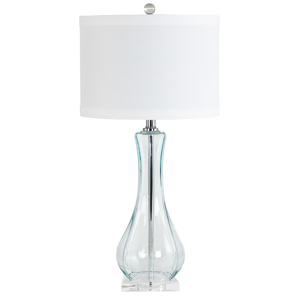Aspire Home Accents 4530 Lissie 1 Light 29 Tall Table Lamp With White Cylinder Shade Clear Blue Overstock 14774331
