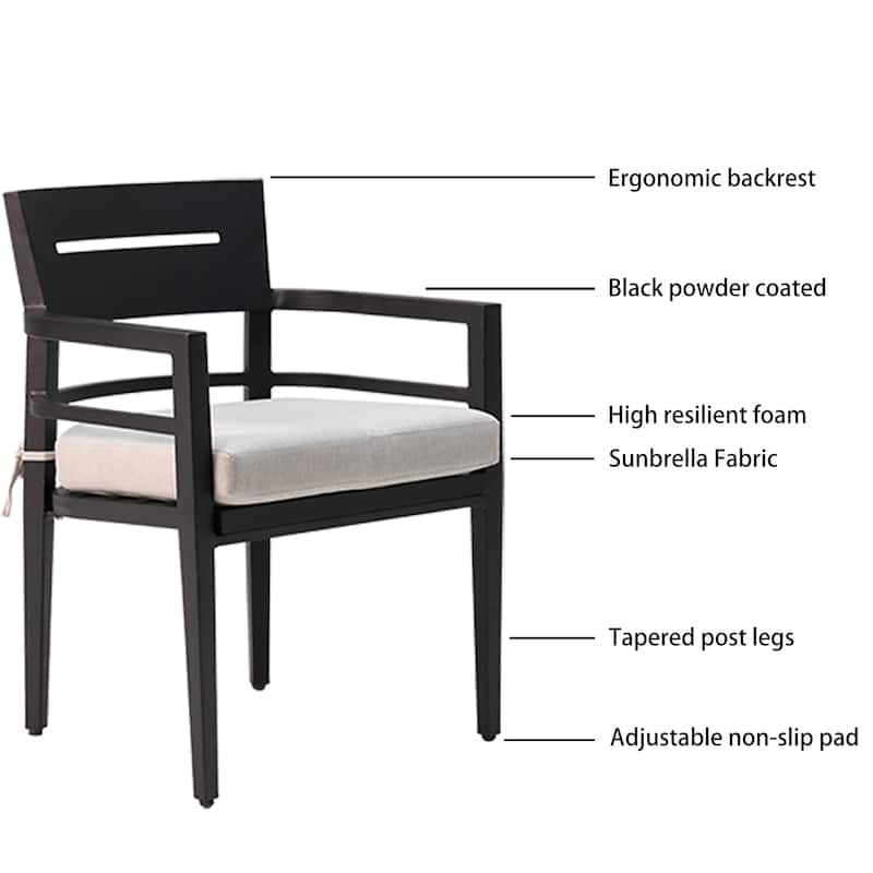 Outdoor Patio Aluminum Chairs with Fabric Cushions (Set of 4)