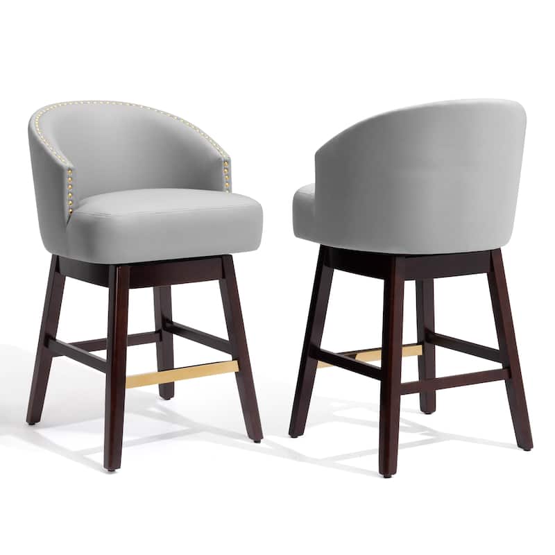 Counter Height Bar Stools Upholstered Solid Wood Swivel Barstool Set of 2/4