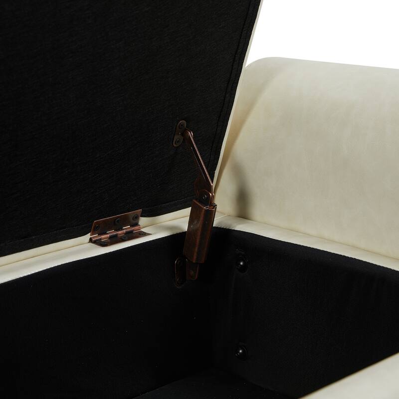 Upholstered 55"W Flip Top Storage Bench Bedroom Bench Modern End of Bed Bench for Entryway Hallway Window with Gold Legs