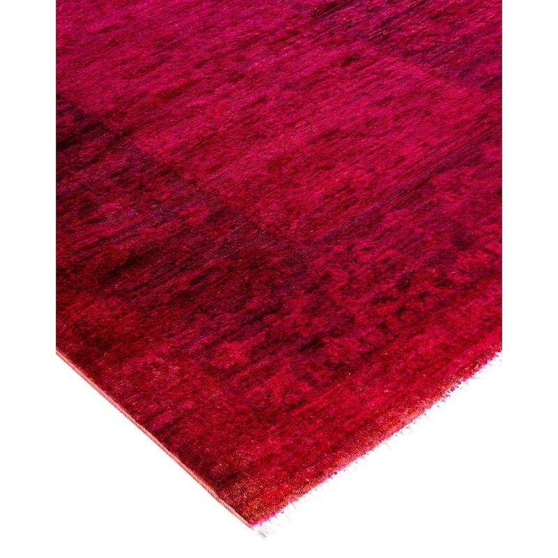 Overton Hand Knotted Wool Vintage Inspired Modern Contemporary Overdyed Red Runner Rug - 2' 8" x 15' 8"