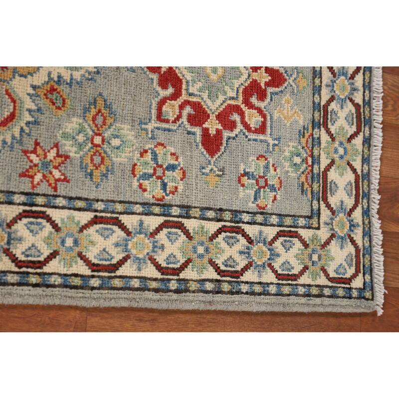 Geometric Kazak Oriental Runner Rug Hand-Knotted Wool Carpet - 2'1" x 5'9"