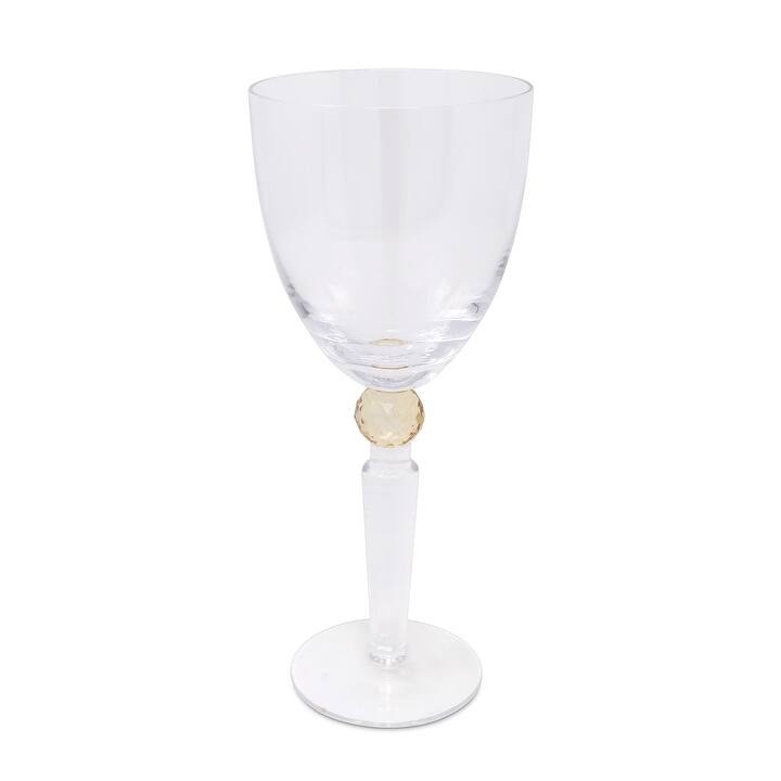 Wine Glasses with Colored Diamond on Stem, Set of 6