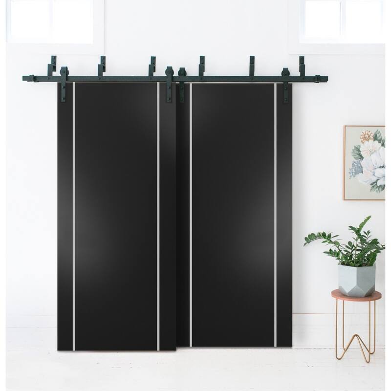 Slab Barn Door Panel 18 x 80 Planum 0410 Matte Black with Sturdy Finished