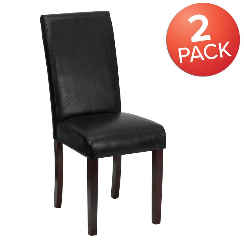LeatherSoft Wood Parsons Chair (Set of 2)