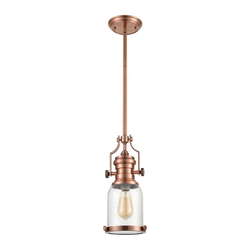 Elk Home Chadwick Copper With Clear Seeded Glass 1 Light Pendant