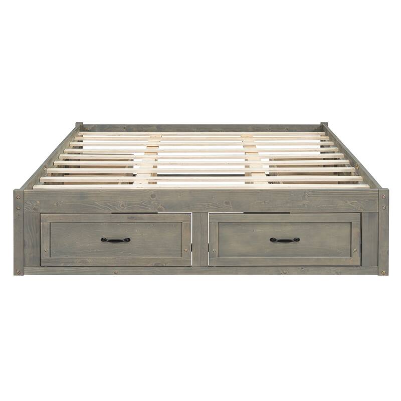 Queen Size Platform Bed with 6 Spacious Storage Drawers, Durable & Stylish Design