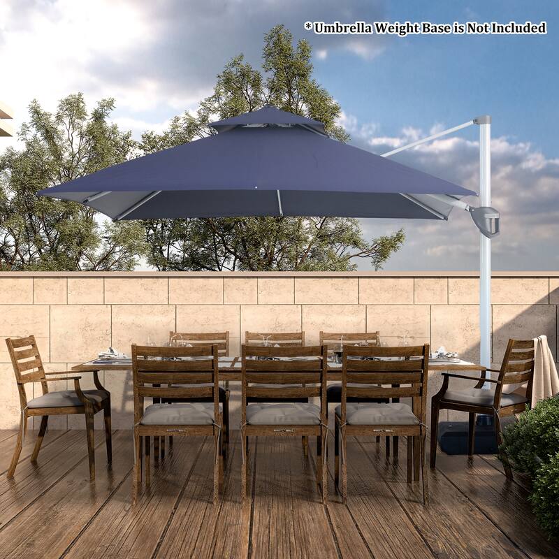 Clihome 10ft Outdoor Patio Cantilever Square Umbrella with Protective Cover