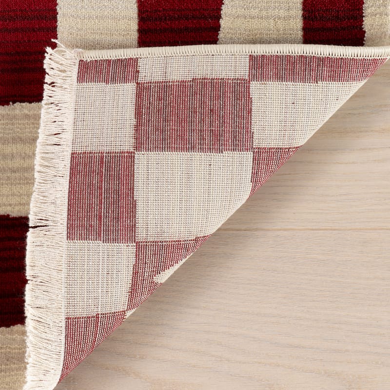 Nuloom Dominique Abstract Checkered Fringe Area Rug