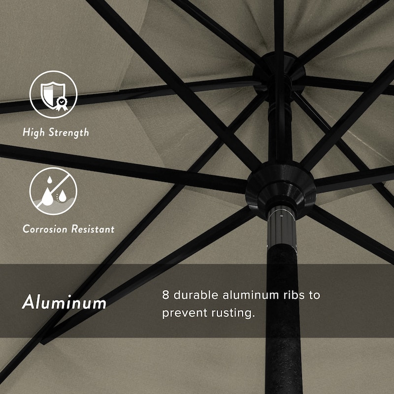 California Umbrella 11' Rd Golden State Series Patio Umbrella Black Aluminum Frame Crank Lift Collar Tilt Pacifica