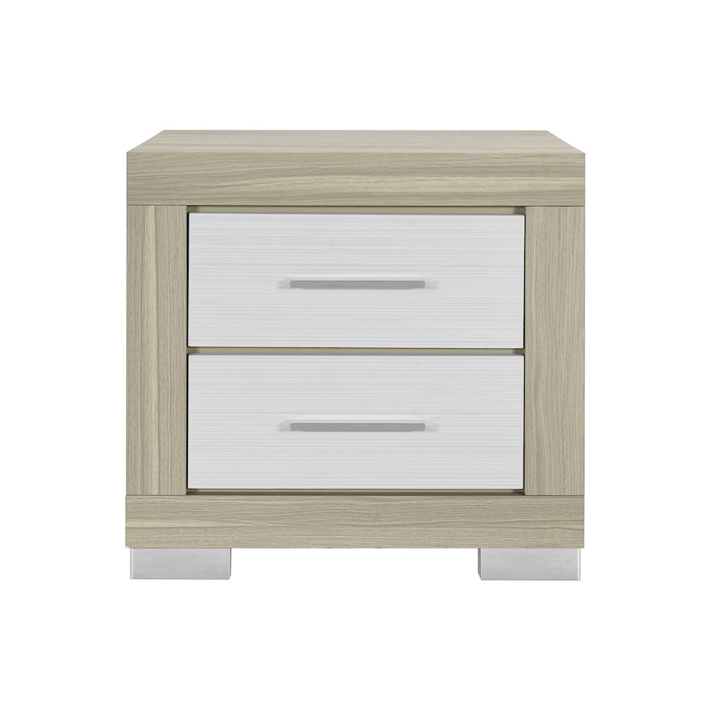 Two-Toned Nightstand with Spacious Drawers and Block Style Legs