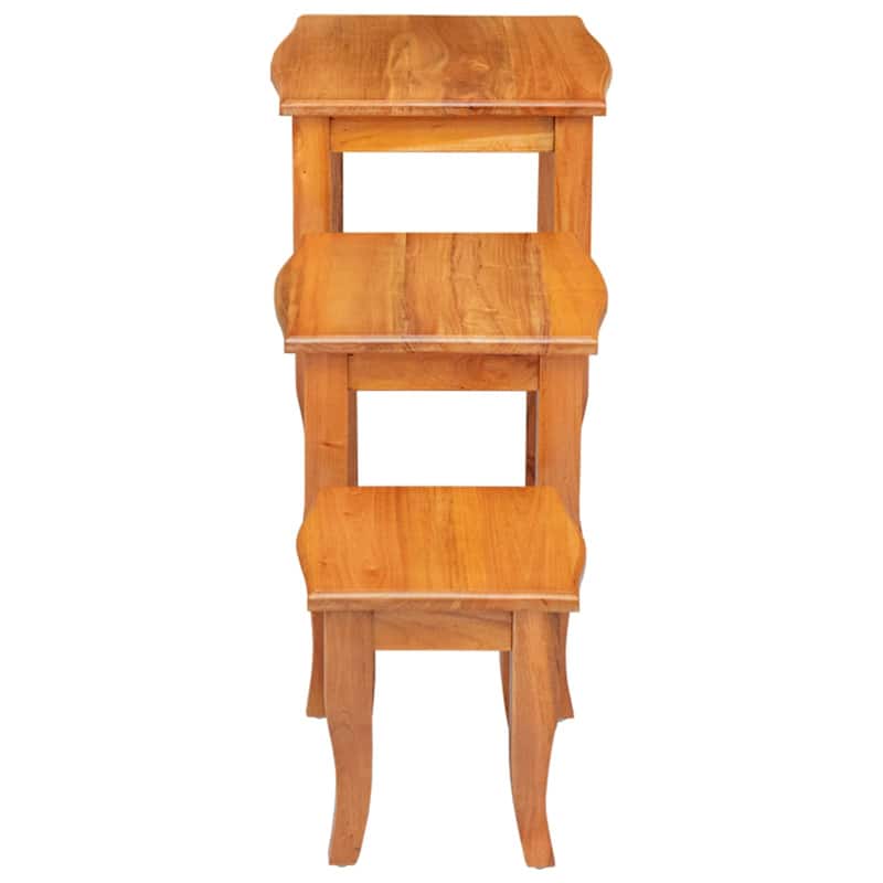 vidaXL Nesting Side Tables 3 pcs Natural Solid Mahogany Wood - 23.62 x 17.72 x 23.82 in