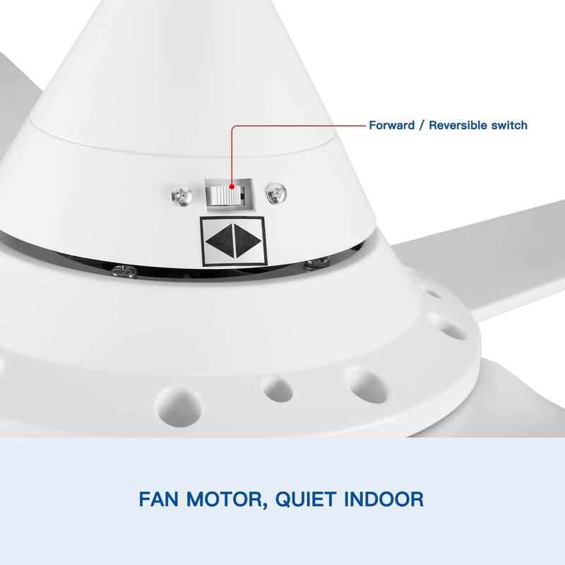 YUHAO Modern 48 in. Integrated LED Ceiling Fan Lighting with 5 White Blades - 48 INCHES