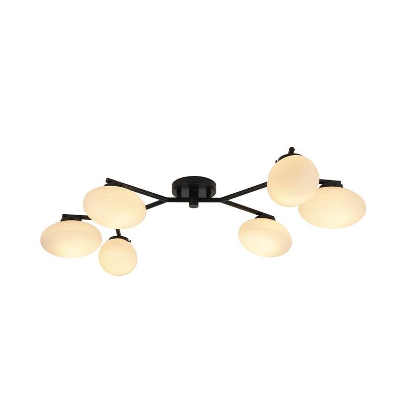 Modern 6-Light Opal Glass Globe Branch Sputnik Ceiling Light
