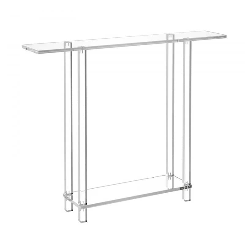 Clear Acrylic 2-Tier Console Table with Sturdy Metal Connectors and Storage - 7.6 x 39.4 x 31.5 in
