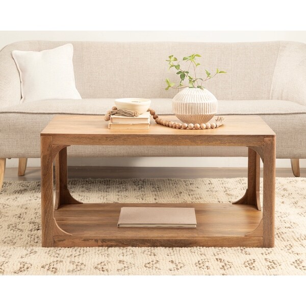 Kate and Laurel Dahl Solid Mango Wood Coffee Table with Slatted
