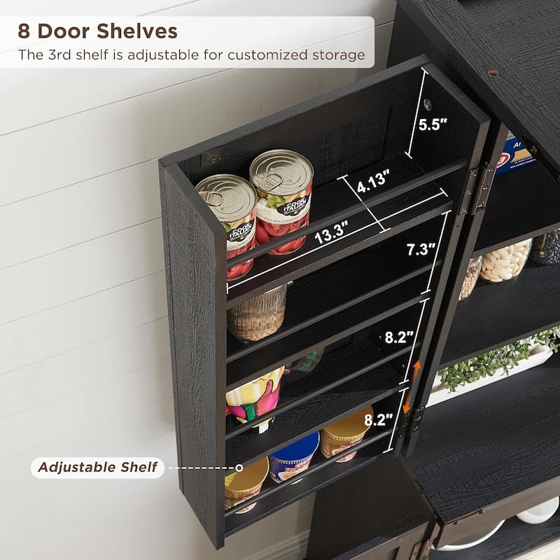 72" Tall Farmhouse Kitchen Pantry, Storage Cabinet with Barn Doors - N/A