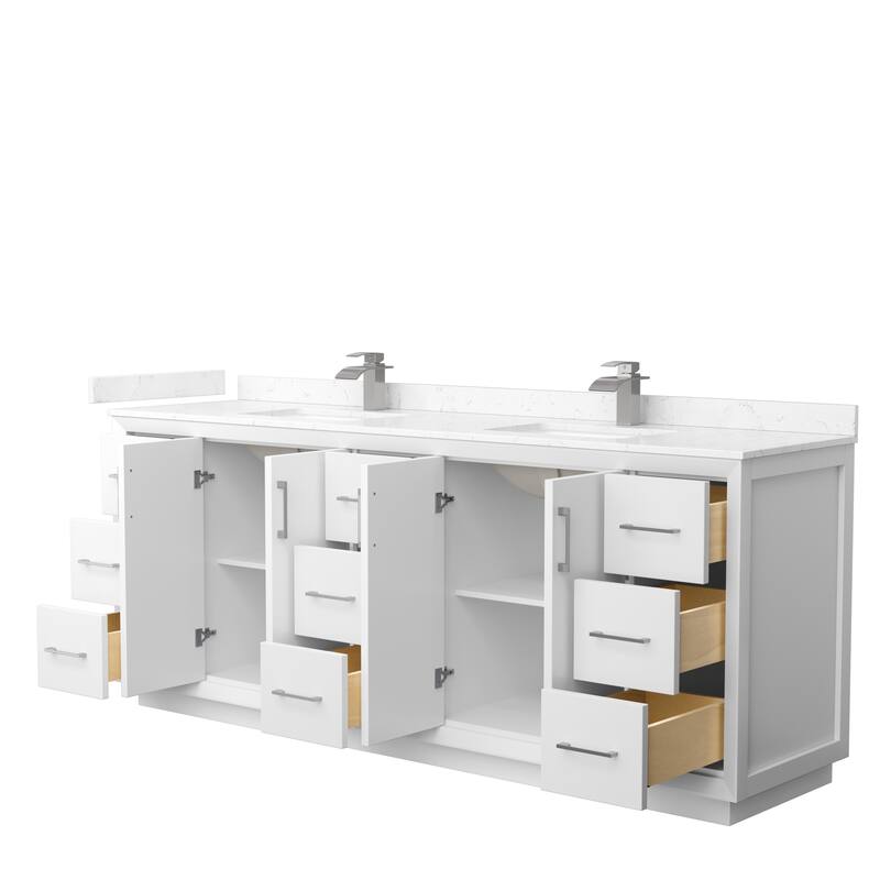 Strada 84-Inch Double Vanity Set, Cultured Marble Top