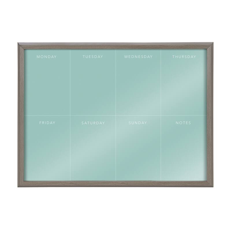 Kate and Laurel Blake This Week Teal Framed Printed Glass by The Creative Bunch Studio - 18x24