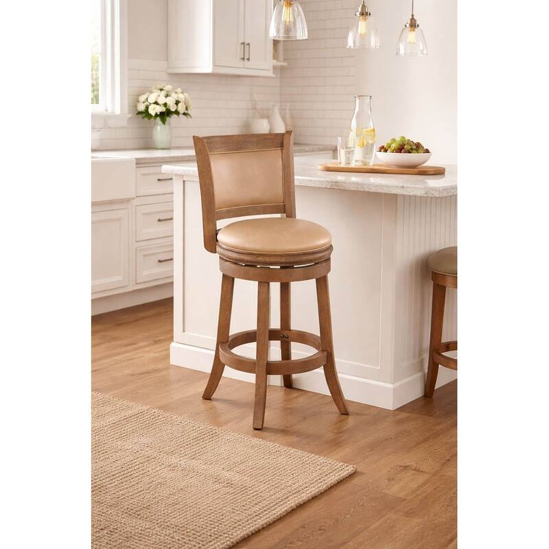 Augusta Wood Upholstered Swivel Counter Barstool