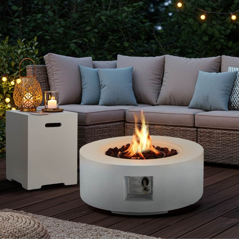 Outdoor Propane Fire Pit Table with Tank Storage and Weather-Resistant Cover