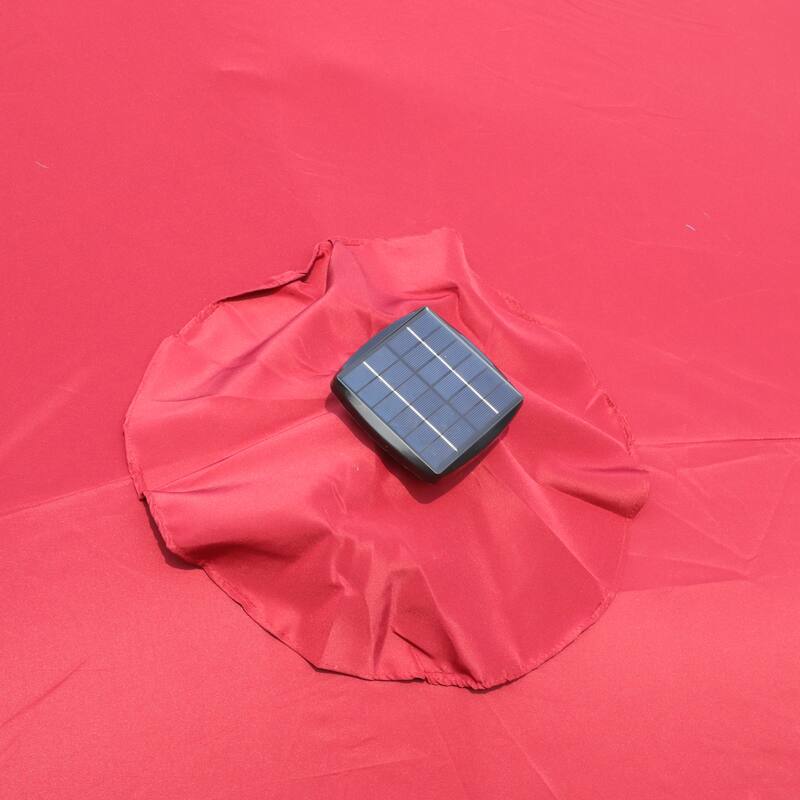 15x9ft Large Double-Sided Rectangular Outdoor Twin Patio Market Umbrella with light and base, red