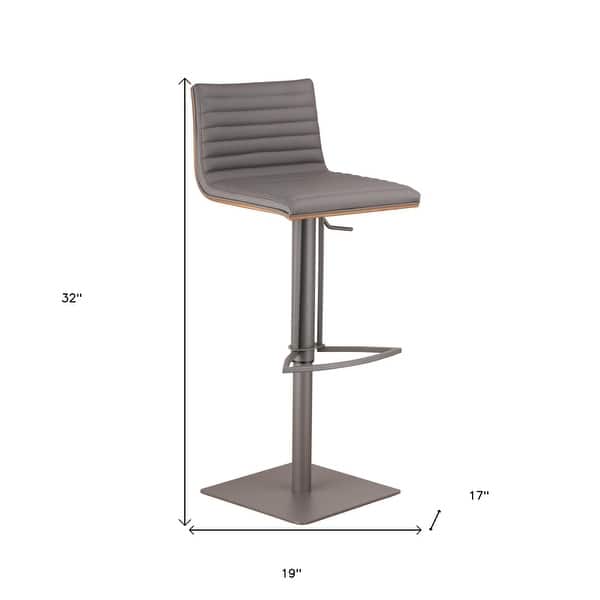 22-inch Adjustable Height Swivel Bar Fabric Seat Stool with Low Back ...