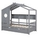 preview thumbnail 6 of 16, Modern Design Twin Size House Bed with Wooden Trundle-Gray