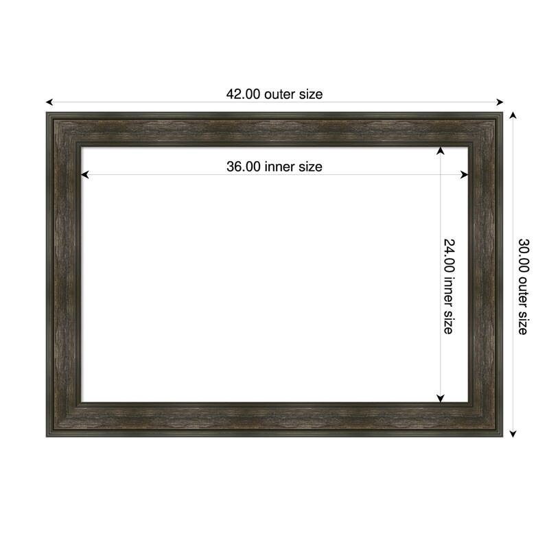 Amanti Art Rail Rustic Char Framed Dry Erase Magnetic Board - 42 x 30 in
