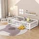 preview thumbnail 1 of 34, Kid-Friendly Twin Size Floor Bed with Safety Guardrails and Door - Easy Access Design White