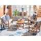 preview thumbnail 7 of 111, SAFAVIEH Fontana Outdoor Acacia 4-Piece Patio Conversation Set Natural/Beige/White/Navy