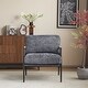 preview thumbnail 19 of 30, Modern Accent Chair with Plush Cushions, Minimalist Metal Frame, and Wooden Armrest Design