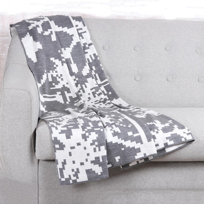 Novica Handmade Christmas Fantasy In Slate Reversible Knit Throw