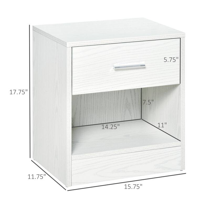HOMCOM Modern End Table with Drawer, Space Saving Sofa Side Accent Table with Open Storage Shelf for Living Room or Bedroom