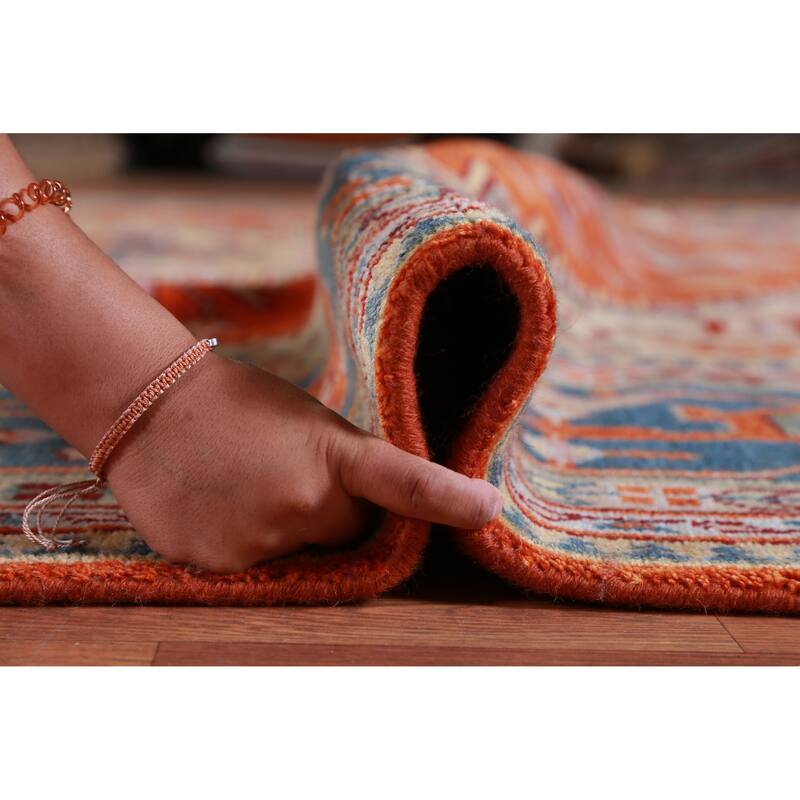 Hand Knotted Oriental 100% Wool Carpet Traditional Medallion Oranges & Rust Heriz (serapi) Area Rug - 14' 9'' X 11' 10''