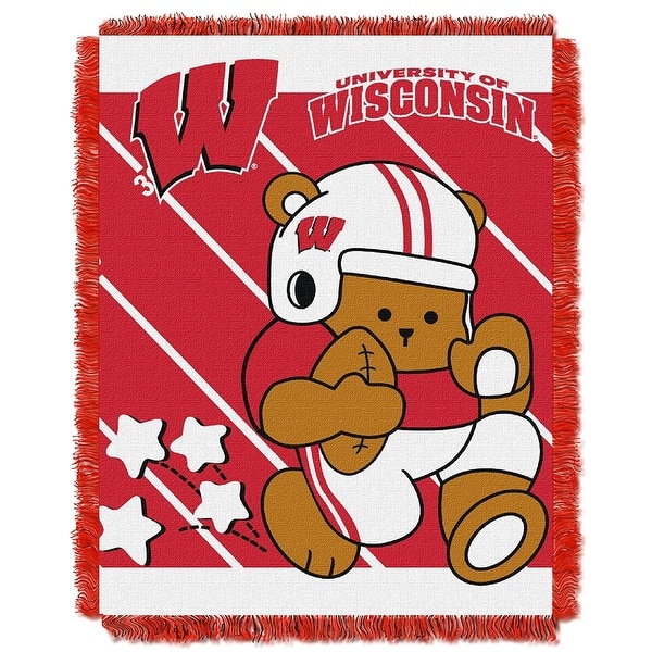 slide 1 of 1, Wisconsin Badgers Woven Jacquard Baby Throw Blanket