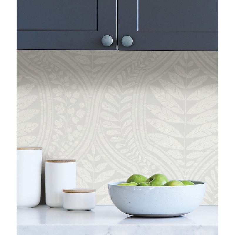 Scott Living Foliate Grey Peel and Stick Wallpaper