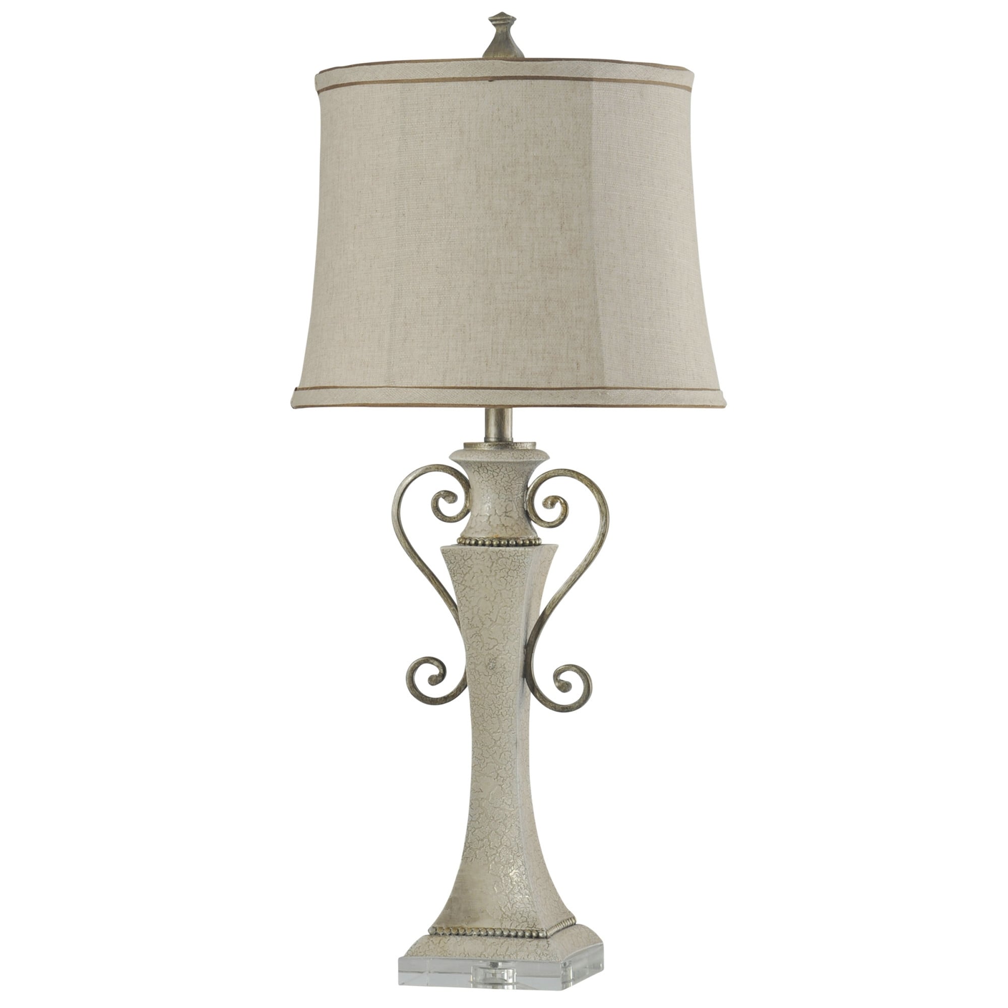Delacora Sc L313610 Neihart 34 Tall Buffet Table Lamp With Softback Fabric Shade Crackled White Cream Overstock 25653136