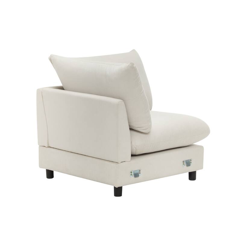 L Shaped Modular Sectional Sofa with Ottoman, Oversize Fabric Upholstered Sofa, 5 Seat Sofa with Removable Cushions