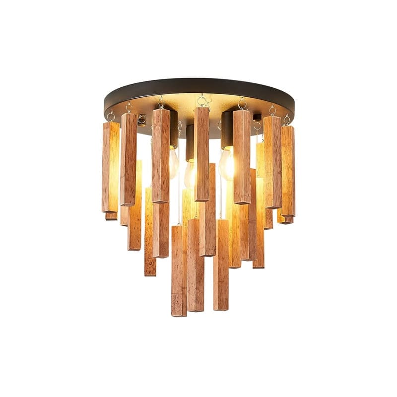 3 Light semi light wood bedroom light wood ceiling lighting