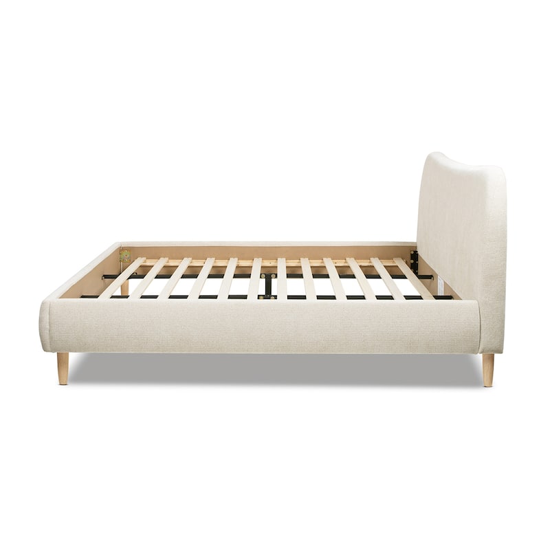 Roman Boucle Sherpa Curved Headboard Modern Platform Bed