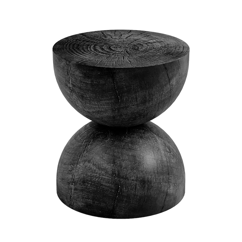 Alina Side Table Indoor/Outdoor Stone White w/ Gold Flakes - Black Pine Look