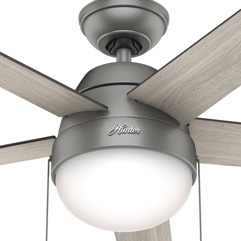 Hunter 46" Anslee Ceiling Fan with LED Light Kit and Pull Chain - Transitional, Contemporary