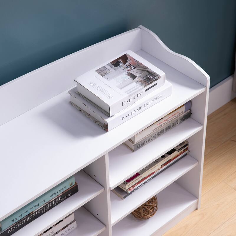 Entryway Shoe Bench, Open Shelve Shoe Rack fits 18 Pairs of Shoes Red Cocoa