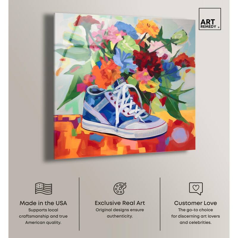 Colorful Sneaker Bouquet Acrylic by Art Remedy, Ready to Hang