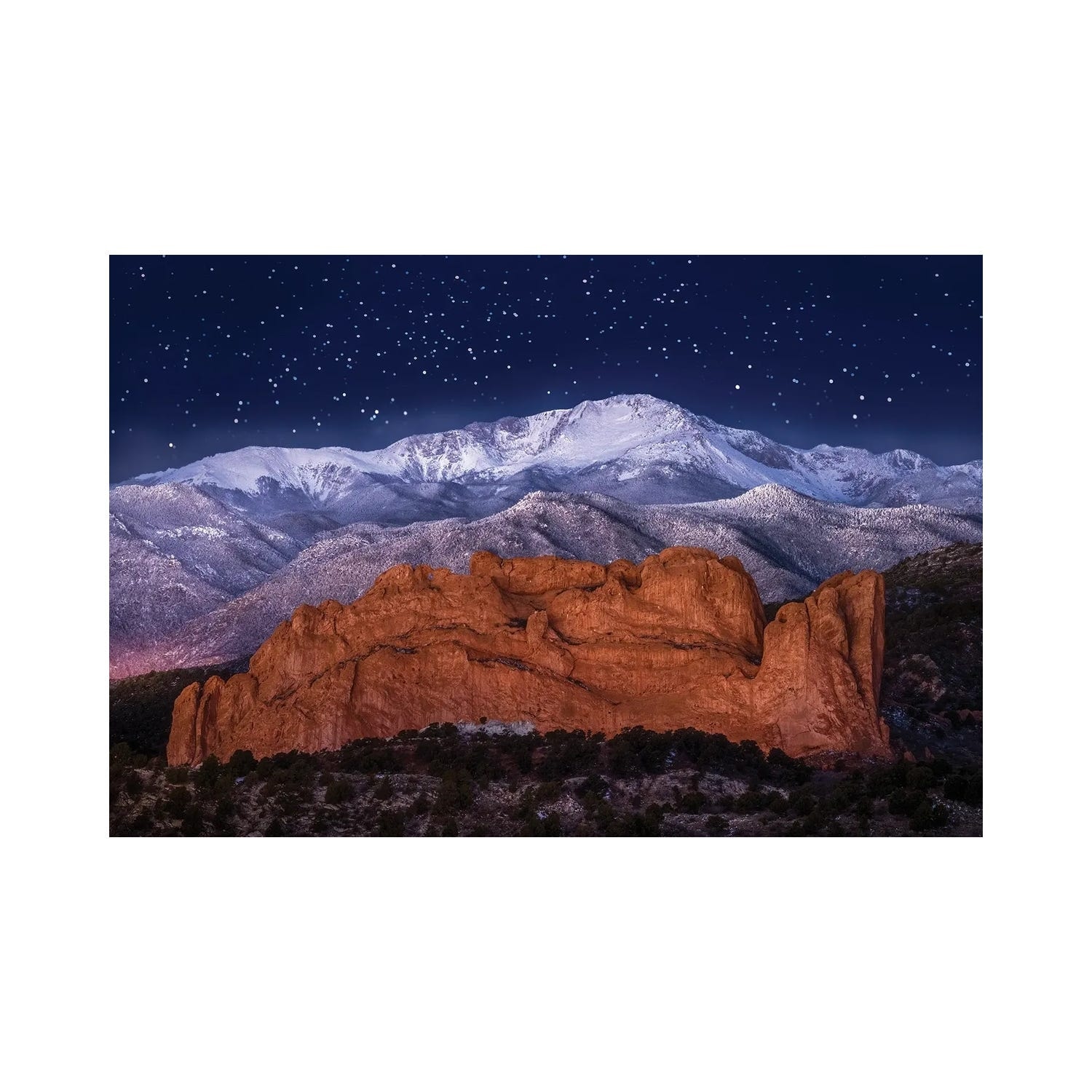 "Starry Night Sky Over Pikes Peak And Garden Of The Gods In Colorado" by Daniel Forster Canvas Print