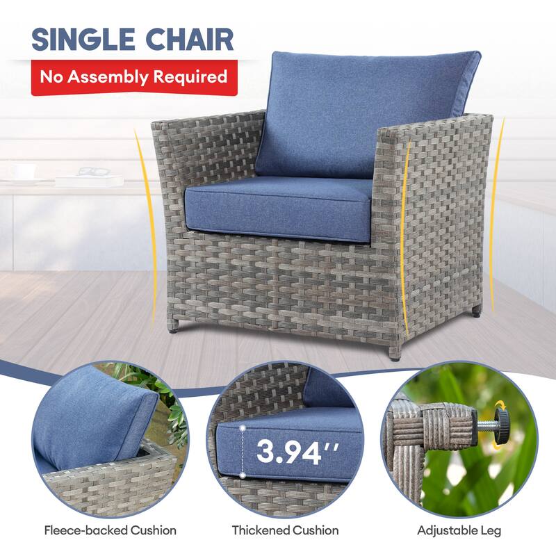 XIZZI 6-piece Patio Wicker Furniture Set with Coffee Table