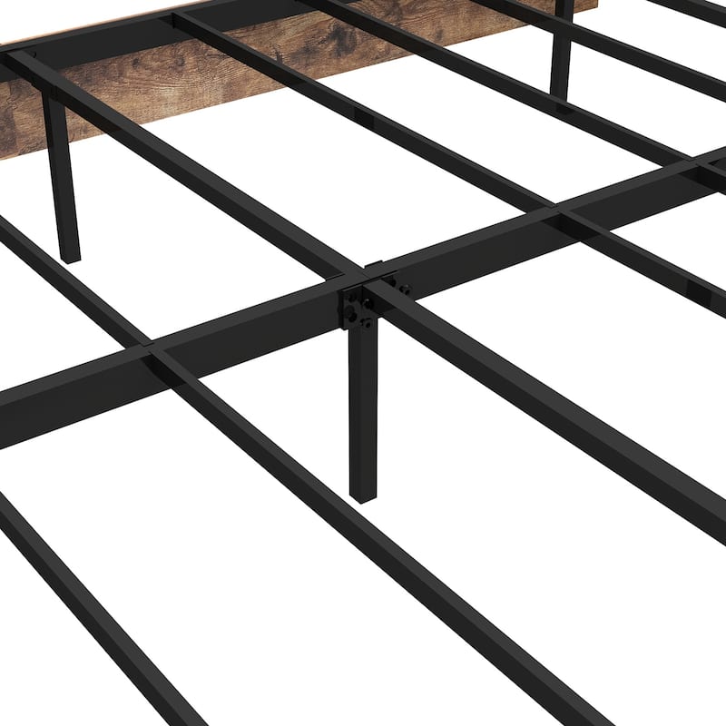 King/Queen/Full Floating Bed Frame with LED Lights & Heavy-Duty Metal Base